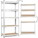 Műhelypolc, ModernHome G9040A, ezüst, 180 x 90 x 40 cm, 5 polcos, acél, MDF polclapok, állítható polcmagasság, teherbírás: 175 kg/polc