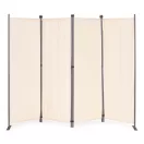 Térelválasztó paraván, MultiGarden AW-022/4TLG, bézs, 4 paneles, szélesség: 216 cm, magasság: 167 cm, összecsukható, UV-álló, vízálló PE szövet, 160 g/m2, acél váz
