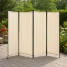 Térelválasztó paraván, MultiGarden AW-022/4TLG, bézs, 4 paneles, szélesség: 216 cm, magasság: 167 cm, összecsukható, UV-álló, vízálló PE szövet, 160 g/m2, acél váz