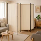 Térelválasztó paraván, MultiGarden AW-022/4TLG, bézs, 4 paneles, szélesség: 216 cm, magasság: 167 cm, összecsukható, UV-álló, vízálló PE szövet, 160 g/m2, acél váz