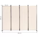 Térelválasztó paraván, MultiGarden AW-022/4TLG, bézs, 4 paneles, szélesség: 216 cm, magasság: 167 cm, összecsukható, UV-álló, vízálló PE szövet, 160 g/m2, acél váz