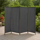 Térelválasztó paraván, MultiGarden AW-022/4TLG, szürke, 4 paneles, szélesség: 216 cm, magasság: 167 cm, összecsukható, UV-álló, vízálló PE szövet, 160 g/m2, acél váz
