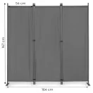 Térelválasztó paraván, MultiGarden AW-022/3TLG, szürke, 3 paneles, szélesség: 164 cm, magasság: 167 cm, összecsukható, UV-álló, vízálló PE szövet, 160 g/m2, acél váz
