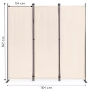 Térelválasztó paraván, MultiGarden AW-022/3TLG, bézs, 3 paneles, szélesség: 164 cm, magasság: 167 cm, összecsukható, UV-álló, vízálló PE szövet, 160 g/m2, acél váz