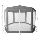 Kerti pavilon, MultiGarden PAW 2X2X2 N-GY, szürke, 2 x 2 m, 6 szúnyoghálós oldalfallal, fém vázzal, vízálló PE ponyva, 2 m magassággal, cipzáras bejárat