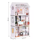 Fa babaház, ECOTOYS D8211, Alice, 52,5 x 28 x 96 cm, 3 szint, 4 szoba, 9 db bútor, gyerekbiztos kivitel, 3 éves kortól