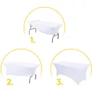 Rugalmas asztalhuzat, MultiGarden HTSP8FT-W, fehér, szélesség: 76 cm, hosszúság: 240 cm, magasság: 74 cm, folttaszító, mosógépben mosható, lábzsebes rögzítés