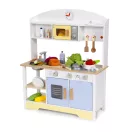 Játékkonyha, ECOTOYS TL103013, fa, 68,5 x 26 x 82 cm, sütővel, mosogatóval, mosógéppel, mikrohullámú sütővel, 12 db tartozékkal