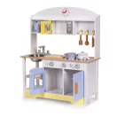 Játékkonyha, ECOTOYS TL103013, fa, 68,5 x 26 x 82 cm, sütővel, mosogatóval, mosógéppel, mikrohullámú sütővel, 12 db tartozékkal