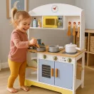 Játékkonyha, ECOTOYS TL103013, fa, 68,5 x 26 x 82 cm, sütővel, mosogatóval, mosógéppel, mikrohullámú sütővel, 12 db tartozékkal