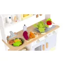 Játékkonyha, ECOTOYS TL103013, fa, 68,5 x 26 x 82 cm, sütővel, mosogatóval, mosógéppel, mikrohullámú sütővel, 12 db tartozékkal