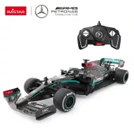   Távirányítós autó, Rastar, Mercedes-AMG F1 W11 EQ Performance, fekete/ezüst, 32 cm, 1:18 méretarány, teljes irányítás, elemes (3+2 db AA, nem tartozék)