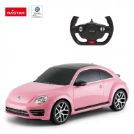   Távirányítós autó, Rastar, Volkswagen Beetle 78000, rózsaszín, 30 cm, 1:14 méretarány, teljes irányítás, elemes (5+2 db AA, nem tartozék)