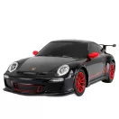 Távirányítós autó, Rastar, Porsche 911 GT3 RS, fekete, 19 cm, 1:24 méretarány, teljes irányítás, elemes (3+2 db AA, nem tartozék)
