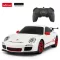 Távirányítós autó, Rastar, Porsche 911 GT3 RS, fehér, 19 cm, 1:24 méretarány, teljes irányítás, elemes (3+2 db AA, nem tartozék)