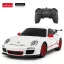 Távirányítós autó, Rastar, Porsche 911 GT3 RS, fehér, 19 cm, 1:24 méretarány, teljes irányítás, elemes (3+2 db AA, nem tartozék)