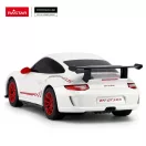 Távirányítós autó, Rastar, Porsche 911 GT3 RS, fehér, 19 cm, 1:24 méretarány, teljes irányítás, elemes (3+2 db AA, nem tartozék)