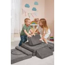 Gyerek moduláris fotel, ECOTOYS TMSRT-17-GY, szürke, 10 modul, levehető és mosható huzat, habszivacs, átalakítható kanapévá, puffá, matraccá, teherbírás: 80 kg