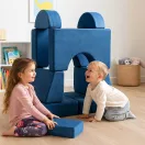 Gyerek moduláris fotel, ECOTOYS TMSRT-13-NB, kék, 8 modul, levehető és mosható huzat, habszivacs, átalakítható kanapévá, puffá, matraccá, teherbírás: 120 kg