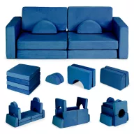   Gyerek moduláris fotel, ECOTOYS TMSRT-15-NB, kék, 10 modul, levehető és mosható huzat, habszivacs, átalakítható kanapévá, puffá, matraccá, teherbírás: 120 kg