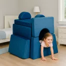 Gyerek moduláris fotel, ECOTOYS TMSRT-15-NB, kék, 10 modul, levehető és mosható huzat, habszivacs, átalakítható kanapévá, puffá, matraccá, teherbírás: 120 kg