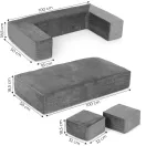 Gyerek moduláris fotel, ECOTOYS TMSRT-16-GY, szürke, 4 modul, levehető és mosható huzat, habszivacs, átalakítható, teherbírás: 80 kg
