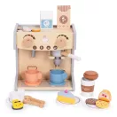 Fa kávéfőző, ECOTOYS HM328245, boltos kiegészítővel, 26 db tartozék, lekerekített élek, 3 éves kortól