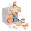 Fa kávéfőző, ECOTOYS HM328245, boltos kiegészítővel, 26 db tartozék, lekerekített élek, 3 éves kortól