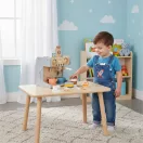 Fa kávéfőző, ECOTOYS HM328245, boltos kiegészítővel, 26 db tartozék, lekerekített élek, 3 éves kortól