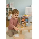 Fa kávéfőző, ECOTOYS HM328245, boltos kiegészítővel, 26 db tartozék, lekerekített élek, 3 éves kortól