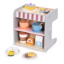 Fa kávéfőző, ECOTOYS HM328245, boltos kiegészítővel, 26 db tartozék, lekerekített élek, 3 éves kortól