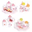 Játék teáskészlet, ECOTOYS HM260872, fa, 14 db, tálcával, csészékkel és kancsóval, epres minta, 3 éves kortól