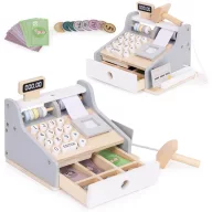   Játék pénztárgép, ECOTOYS HM328241, 22 x 17 x 17 cm, szkennerrel és kártyaolvasóval, nyitható fiókkal, érmékkel és bankjegyekkel, 3 éves kortól