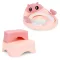 Gyerek WC-ülőke, ECOTOYS HA-P17-18-PK, rózsaszín, lépcsős fellépővel, csúszásmentes, állítható, párnázott ülőke, univerzális, műanyag