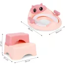 Gyerek WC-ülőke, ECOTOYS HA-P17-18-PK, rózsaszín, lépcsős fellépővel, csúszásmentes, állítható, párnázott ülőke, univerzális, műanyag