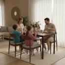 Étkezőasztal, ModernHome NORD-WD-BC, 120 x 60 cm, téglalap alakú, magasság: 73,5 cm, fém lábak, MDF asztallap, fém váz, csúszásgátló talpak, teherbírás: 100 kg