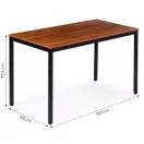 Étkezőasztal, ModernHome NORD-WD-BC, 120 x 60 cm, téglalap alakú, magasság: 73,5 cm, fém lábak, MDF asztallap, fém váz, csúszásgátló talpak, teherbírás: 100 kg
