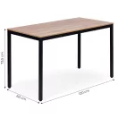 Étkezőasztal, ModernHome NORD-O-BC, 120 x 60 cm, téglalap alakú, magasság: 73,5 cm, fém lábak, MDF asztallap, fém váz, csúszásgátló talpak, teherbírás: 100 kg