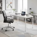 Étkezőasztal, ModernHome NORD-MRW-W, 120 x 60 cm, téglalap alakú, magasság: 73,5 cm, fém lábak, MDF asztallap, fém váz, csúszásgátló talpak, teherbírás: 100 kg
