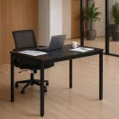 Étkezőasztal, ModernHome NORD-MRBC-BC, 120 x 60 cm, téglalap alakú, magasság: 73,5 cm, fém lábak, MDF asztallap, fém váz, csúszásgátló talpak, teherbírás: 100 kg