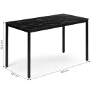 Étkezőasztal, ModernHome NORD-MRBC-BC, 120 x 60 cm, téglalap alakú, magasság: 73,5 cm, fém lábak, MDF asztallap, fém váz, csúszásgátló talpak, teherbírás: 100 kg