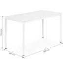Étkezőasztal, ModernHome NORD-W, fehér, 120 x 60 cm, téglalap alakú, magasság: 73,5 cm, fém lábak, MDF asztallap, fém váz, csúszásgátló talpak, teherbírás: 100 kg
