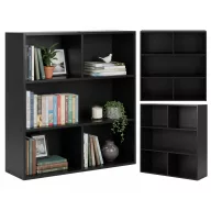   Tárolópolc, ModernHome S-20-BC, 3 szintes, 87 x 87 x 24 cm, fekete, laminált forgácslap, karcálló, 10 kg/polc teherbírás