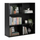 Tárolópolc, ModernHome S-20-BC, 3 szintes, 87 x 87 x 24 cm, fekete, laminált forgácslap, karcálló, 10 kg/polc teherbírás