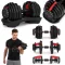 Egykezes súlyzó, állítható, MOVEPRO GB-FW207-24KG, fekete, 2,5–24 kg, öntöttvas, tartóállvánnyal, 15 fokozatú súlyállítás, csúszásmentes markolat