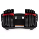 Egykezes súlyzó, állítható, MOVEPRO GB-FW207-24KG, fekete, 2,5–24 kg, öntöttvas, tartóállvánnyal, 15 fokozatú súlyállítás, csúszásmentes markolat