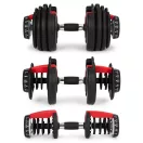 Egykezes súlyzó, állítható, MOVEPRO GB-FW207-24KG, fekete, 2,5–24 kg, öntöttvas, tartóállvánnyal, 15 fokozatú súlyállítás, csúszásmentes markolat