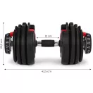 Egykezes súlyzó, állítható, MOVEPRO GB-FW207-24KG, fekete, 2,5–24 kg, öntöttvas, tartóállvánnyal, 15 fokozatú súlyállítás, csúszásmentes markolat