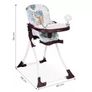 Etetőszék, ECOTOYS HC301-2401, összecsukható, állítható, 3 pontos öv, tálcán játékokkal, acél váz, levehető huzat, lábtartó, teherbírás: 15 kg