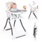 Etetőszék, ECOTOYS HC301-2402, összecsukható, állítható, 3 pontos öv, tálcán játékokkal, acél váz, levehető huzat, lábtartó, teherbírás: 15 kg